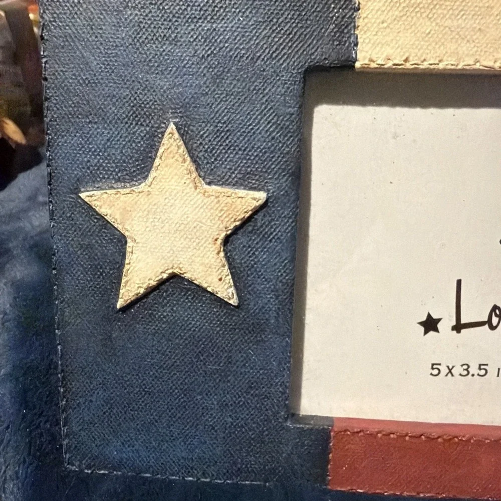 Vtg Red White Blue Texas Flag Cowboy Picture Frame For 5x3.5 Photograph Pictures